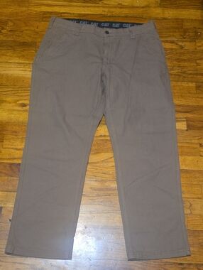 CAT Caterpillar Mens 36x30 Brown Canvas Stretch Work Pants Straight Leg
